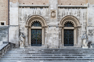 Fototapeta na wymiar The main gate of San Giustino Cathedral's in Chieti, Abruzzo, Italy