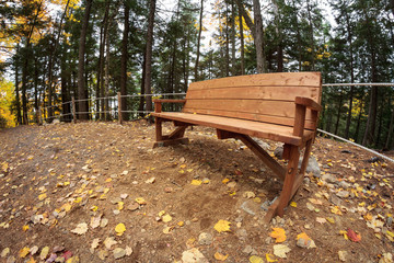 Take a seat on this Bench in autumn park, Canada