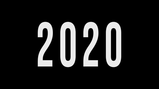 2020 year inscription on a black background. The inscription appears smoothly and disappears. New Year on the eve of the holiday.