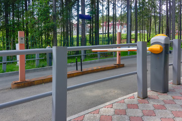 Automatic barrier at the entrance to the protected area.