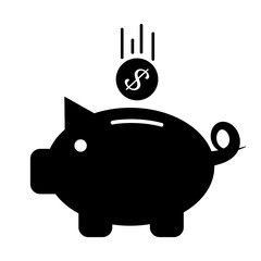 Piggy bank icon. Vector symbol on white background.