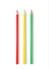 Three color pencils isolated on white