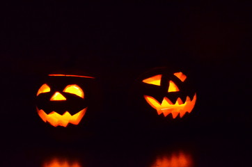 halloween pumpkin jack-o-lantern on black background