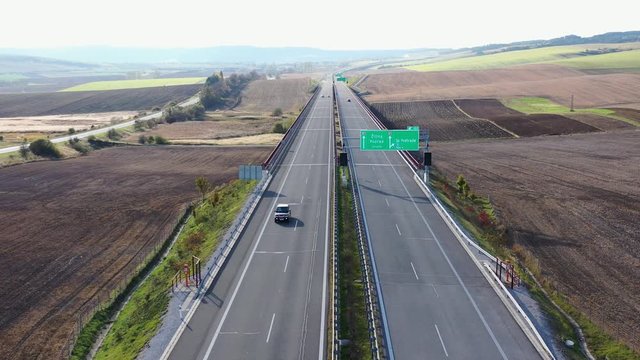 Aerial view of highway in Slovakia