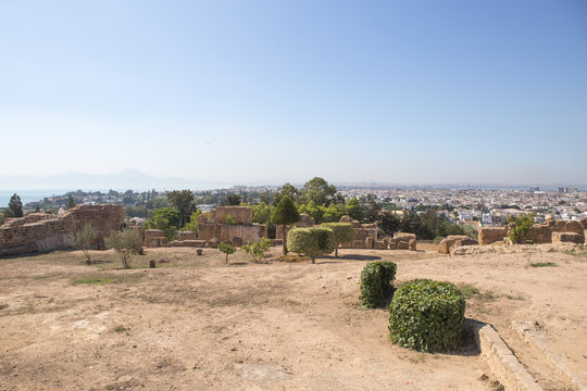 Ruins Ancient ruins of Carthage, Birsa Hill,Tunisia, 25 September 2019.
