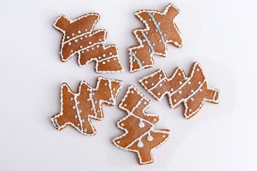 Christmas gingerbreads in a shape of  trees 