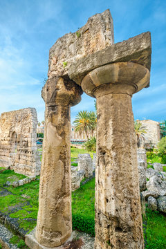 Temple of Apollo ruin. Syracuse, Sicily, Italy