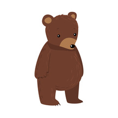 Obraz na płótnie Canvas Brown teddy bear standing and looking ahead vector illustration