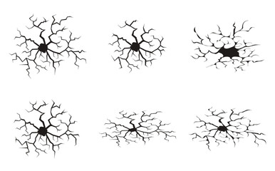 Dark hole in a wall or in the ground, ruined wall