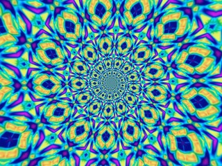 Colorful digital graphic kaleidoscope symmetry mandala style in laser light trial pattern, Tie Dye , spiderweb art abstract background for art projects, banner, business,   card, 3D, template