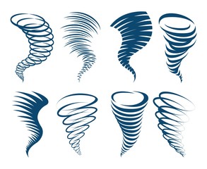 Whirlwind swirl storm icons set