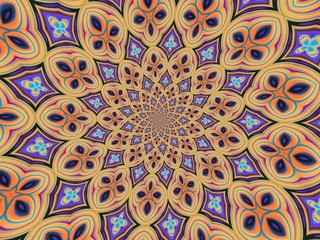 Colorful digital graphic kaleidoscope symmetry mandala style in laser light trial pattern, Tie Dye , spiderweb art abstract background for art projects, banner, business,   card, 3D, template