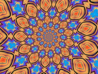 Colorful digital graphic kaleidoscope symmetry mandala style in laser light trial pattern, Tie Dye , spiderweb art abstract background for art projects, banner, business,   card, 3D, template