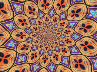 Colorful digital graphic kaleidoscope symmetry mandala style in laser light trial pattern, Tie Dye , spiderweb art abstract background for art projects, banner, business,   card, 3D, template