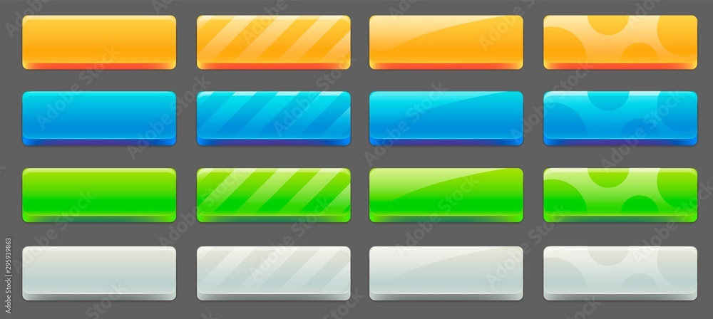 Wall mural user interface colorful buttons set