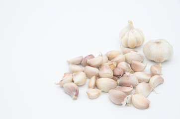 garlic on white background