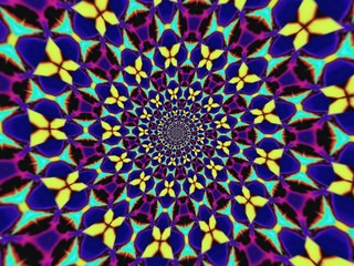 Colorful digital graphic kaleidoscope symmetry mandala style in laser light trial pattern, Tie Dye , spiderweb art abstract background for art projects, banner, business,   card, 3D, template