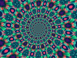 Obraz premium Colorful digital graphic kaleidoscope symmetry mandala style in laser light trial pattern, Tie Dye , spiderweb art abstract background for art projects, banner, business, card, 3D, template
