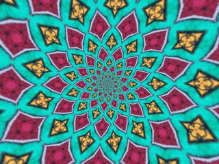 Colorful digital graphic kaleidoscope symmetry mandala style in laser light trial pattern, Tie Dye , spiderweb art abstract background for art projects, banner, business,   card, 3D, template