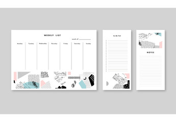 Illsutrative Weekly Planner with Notes and To Do List Layouts
