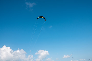 Cumbuco beach, famous place near Fortaleza, Ceara, Brazil. Cumbuco Beach full of kite surfers. Most popular places for kitesurfing in Brazil , the winds are good all over the year.