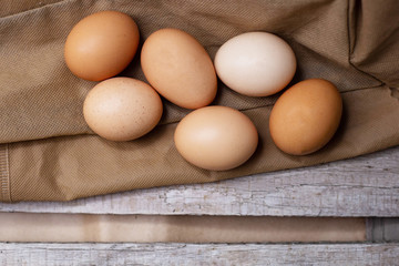 Hen organic eggs. Heathy eating ingredients from domestic chicken.