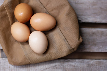 Hen organic eggs. Heathy eating ingredients from domestic chicken.