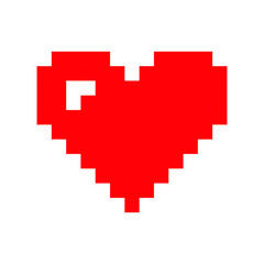 pixel red heart icon red and black vector 