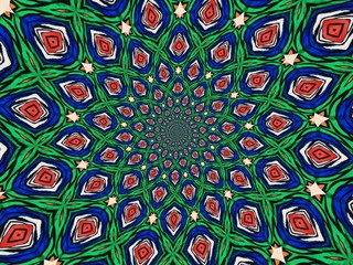 Colorful digital graphic kaleidoscope symmetry mandala style in laser light trial pattern, Tie Dye , spiderweb art abstract background for art projects, banner, business,   card, 3D, template