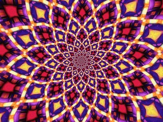 Colorful digital graphic kaleidoscope symmetry mandala style in laser light trial pattern, Tie Dye , spiderweb art abstract background for art projects, banner, business,   card, 3D, template