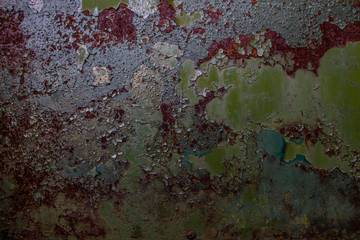 Texture of rusty metal with cracked paint. 