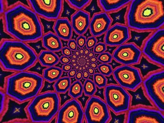 Colorful digital graphic kaleidoscope symmetry mandala style in laser light trial pattern, Tie Dye , spiderweb art abstract background for art projects, banner, business,   card, 3D, template