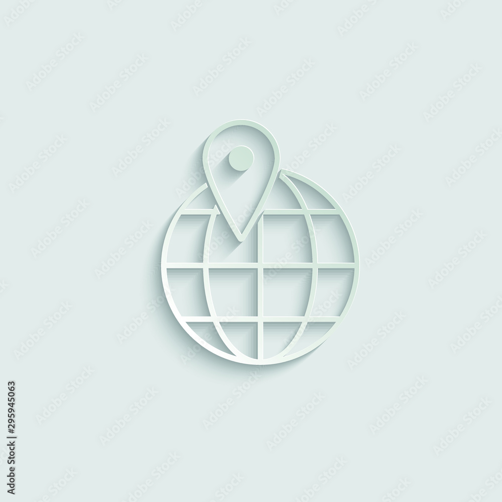 Poster map point icon. global icon. your destination icon vector paper with shadow