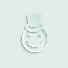  smile icon/ Happy face/ line style icon/ black vector symbol of smile. smile icon with hat. logo for company paper with shadow 