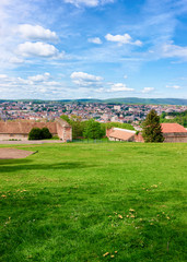 Cityscape and landscape with ruins of Citadel in Besancon
