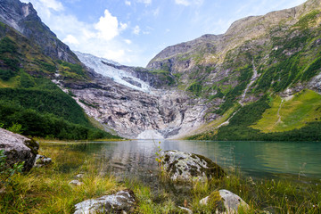 melting glacier in the mountains in Norway