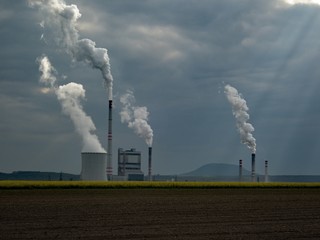 Fototapeta na wymiar chimneys of a Libochovice power plant in chech