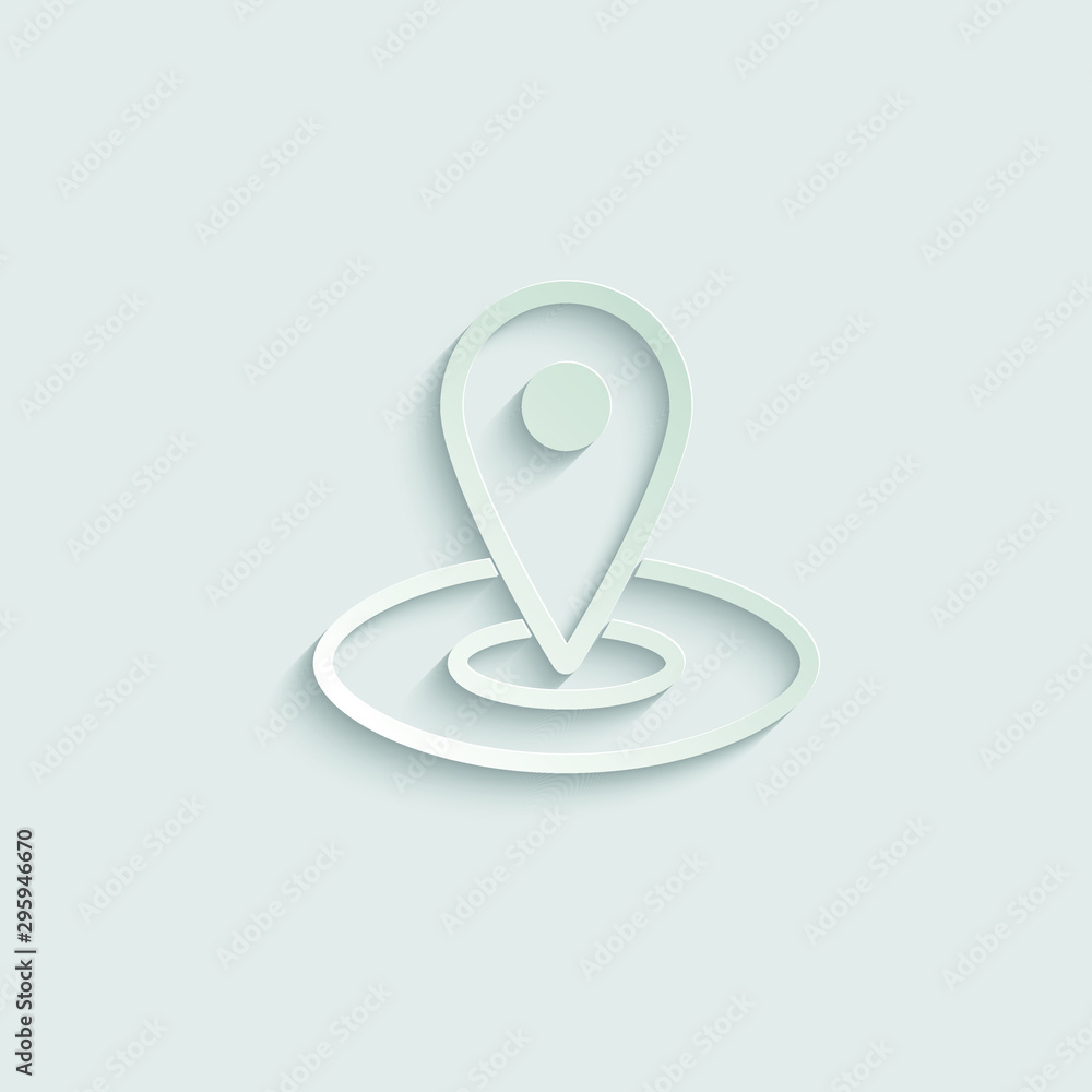 Poster map pointer - vector icon, line design paper with shadow