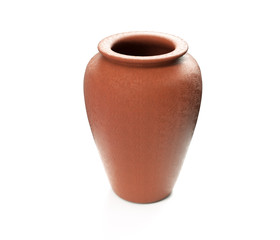 Broken clay vase isolated on white background. 3d render image.