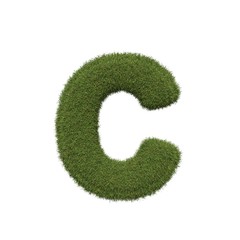 Grass letter C isolated on white background