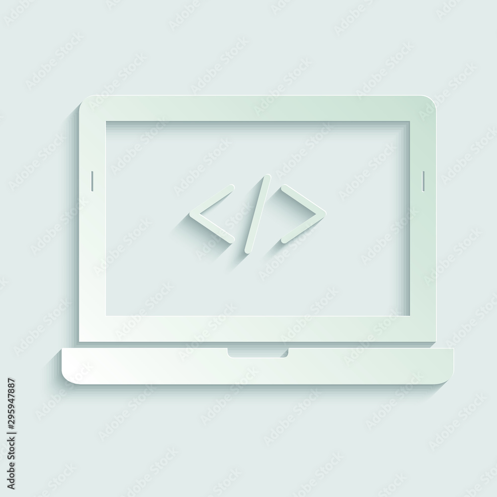 Poster html icon vector. code icon. black vector illustration notebook icon paper with shadow