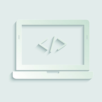  Html icon vector. Code icon. black vector illustration notebook icon paper with shadow 