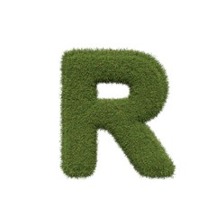Grass letter R isolated on white background