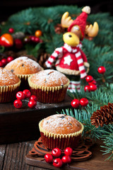 Christmas composition with vanilla muffins