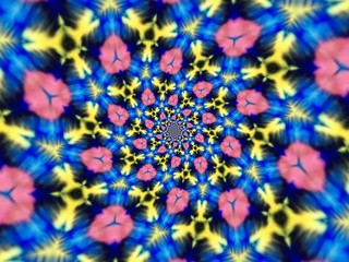 Colorful digital graphic kaleidoscope symmetry mandala style in laser light trial pattern, Tie Dye , spiderweb art abstract background for art projects, banner, business,   card, 3D, template