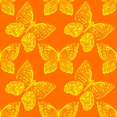 Foto auf Acrylglas Schönes kreatives nahtloses Muster mit handgezeichneten Schmetterlingen. Modedruck. Kann für jede Art von Design verwendet werden. © Natallia Novik