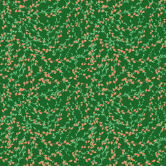 green and orange seamless pattern design with leaves, branches and berries. for textile, fabric, wallpaper, backgrounds, backdrops, covers and creative surface design templates. seamless design.