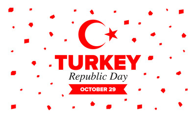 Republic Day in Turkey. National happy holiday, celebrated annual in October 29. Turkish flag. Patriotic elements. Poster, card, banner and background. Vector illustration