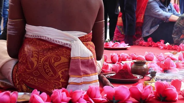 Indian wedding ceremony, decorations for traditional ethnic rituals for marriage