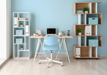 Comfortable workplace in modern office